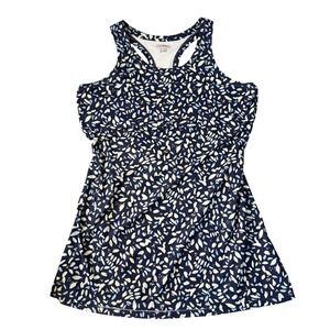 L.L. Bean Dress Women XL Blue Floral Racerback Sleeveless Active Beach Swim Pool